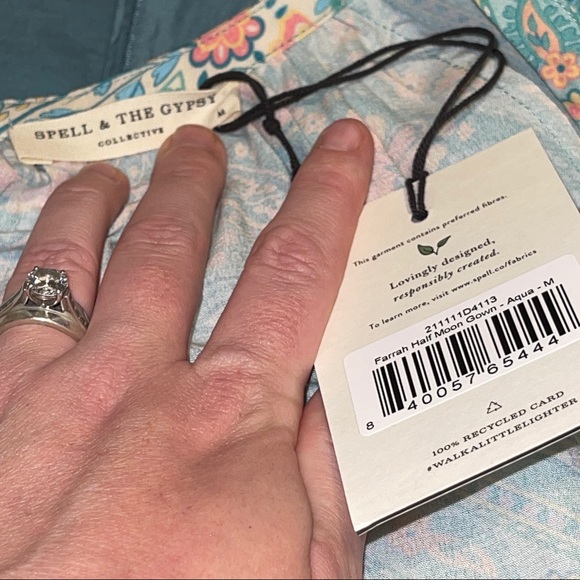 Spell & the Gypsy NWT Farrah Half Moon Gown Aqua M - Picture 9 of 15